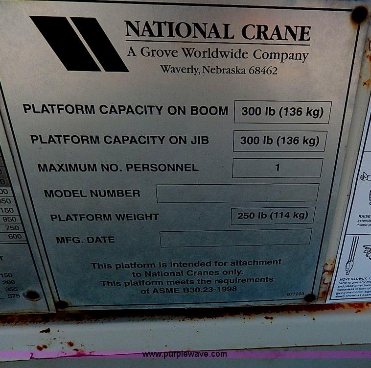 image for item I9408 2001 Sterling L9500 National 1100 crane truck