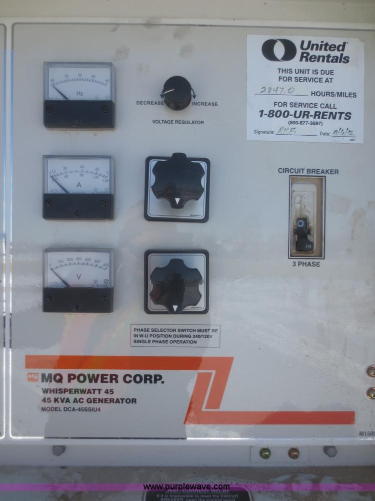 image for item F8190 2011 Whisperwatt DCA-45S5144 AC generator