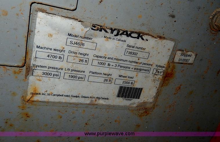 image for item I9336 2007 Skyjack SJIII4626 electric scissor lift