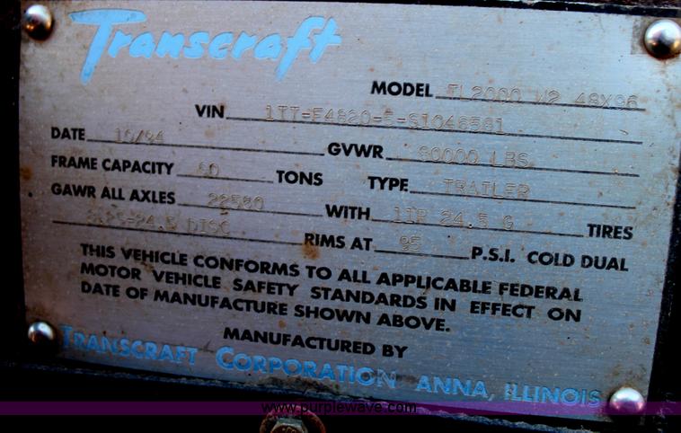 image for item AJ9495 1995 Transcraft TL-2000 48' flatbed trailer