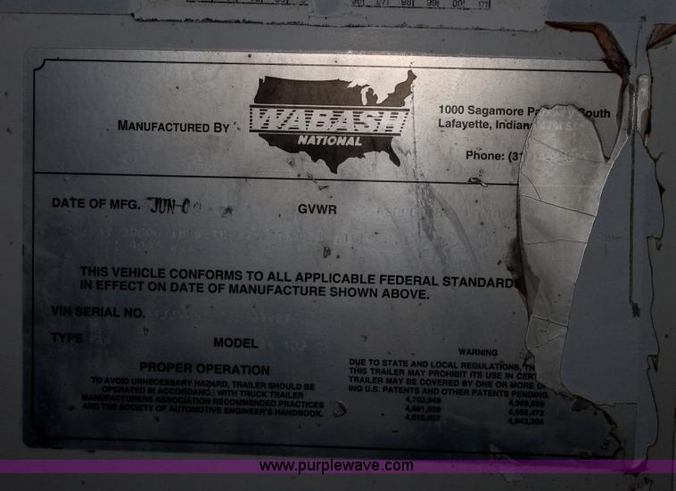 image for item C3761 1995 Wabash dry van trailer