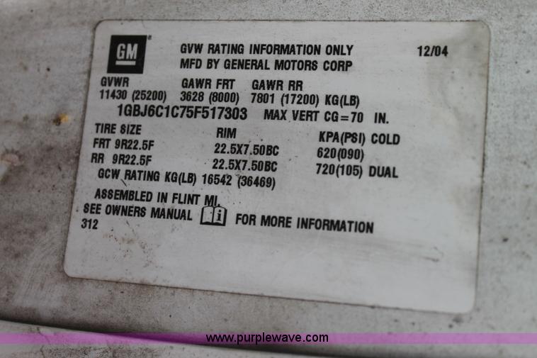 image for item C3750 2005 Chevrolet C6500 semi truck