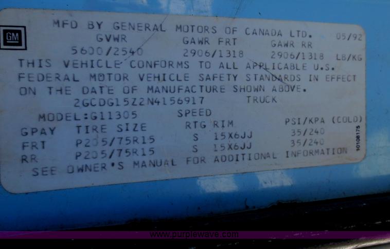 image for item F8196 1992 Chevrolet G10 van