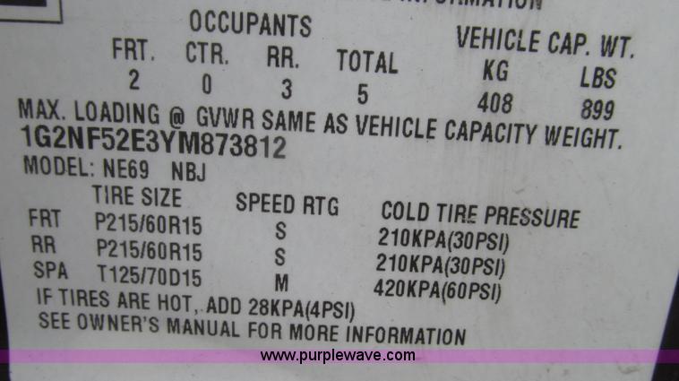 image for item G2261 2000 Pontiac Grand AM SE1