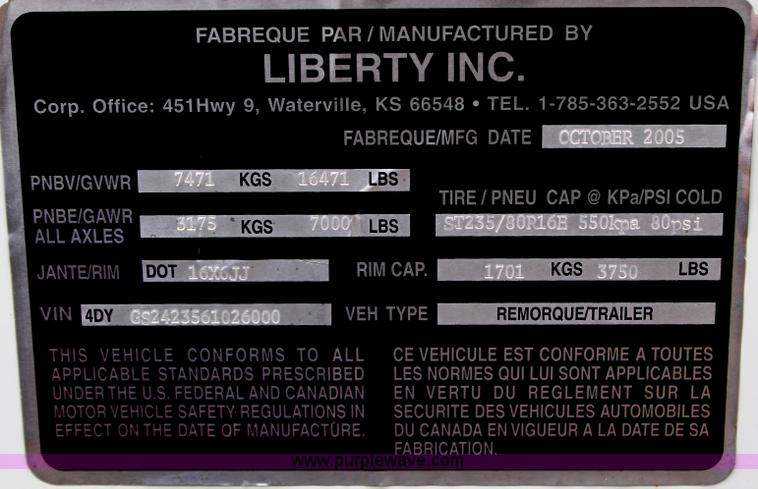 image for item H7947 2006 Travalong gooseneck cargo trailer