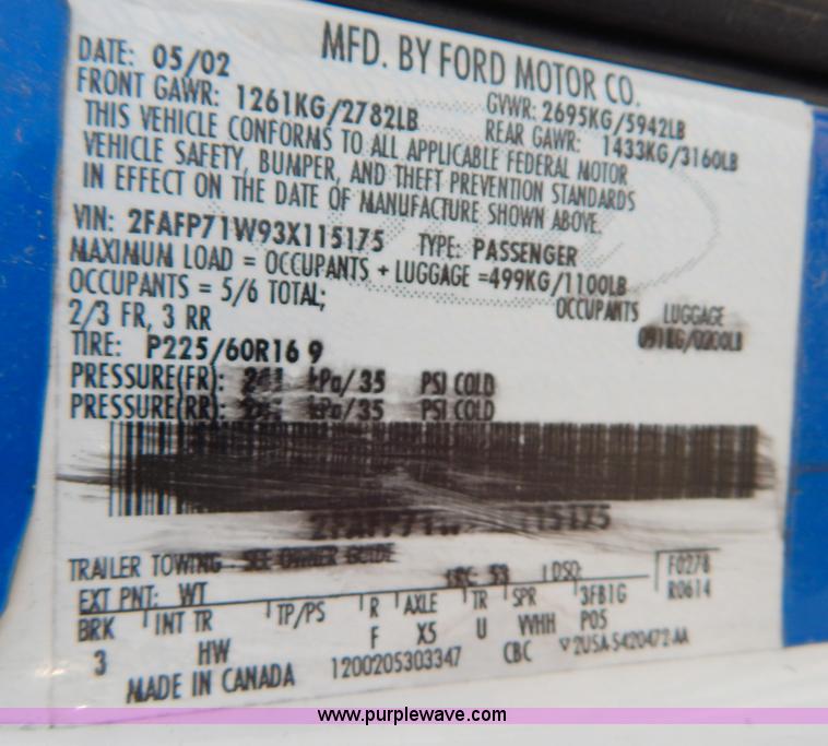 image for item I1178 2003 Ford Crown Victoria Police Interceptor