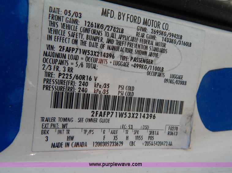 image for item I1179 2003 Ford Crown Victoria Police Interceptor