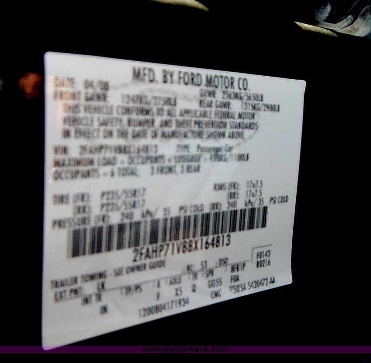 image for item I9403 2008 Ford Crown Victoria Police Interceptor