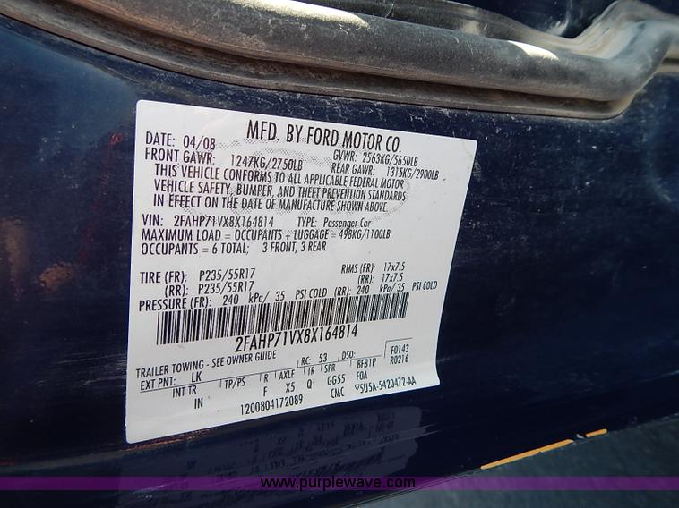 image for item I9404 2008 Ford Crown Victoria Police Interceptor