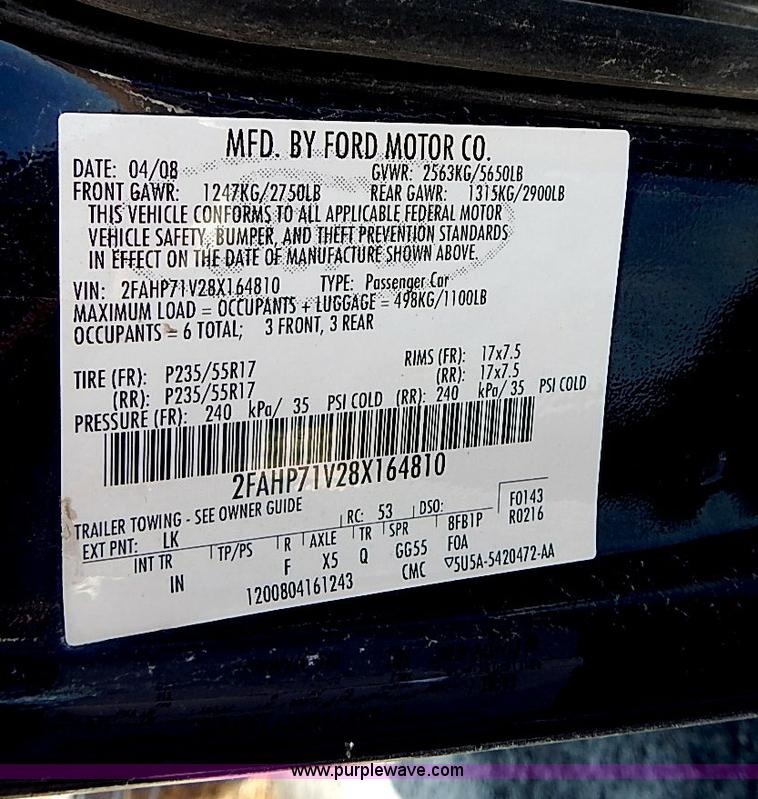 image for item I9405 2008 Ford Crown Victoria Police Interceptor