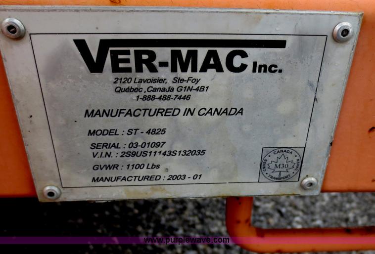 image for item F6803 2003 Ver-Mac ST-4825 arrow board sign trailer