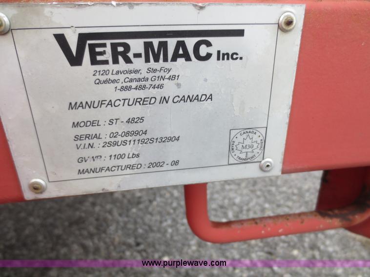 image for item F6804 2002 Ver-Mac ST-4825 arrow board sign trailer