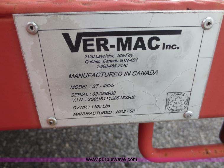 image for item F6807 2002 Ver-Mac ST-4825 arrow board sign trailer