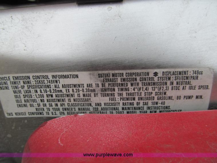 image for item G9504 2002 Suzuki GSX-R750 motorcycle