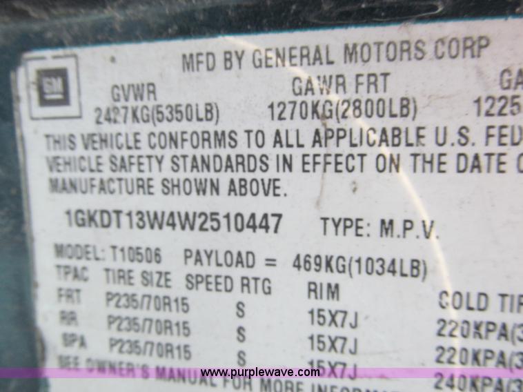 image for item G9542 1998 GMC Jimmy SL SUV