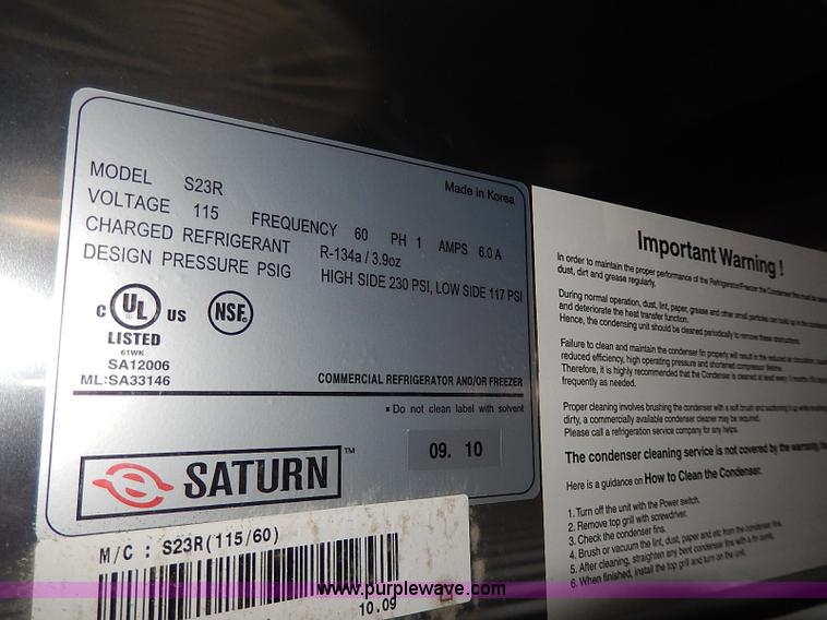 image for item AD9027 Saturn commercial reachin refrigerator