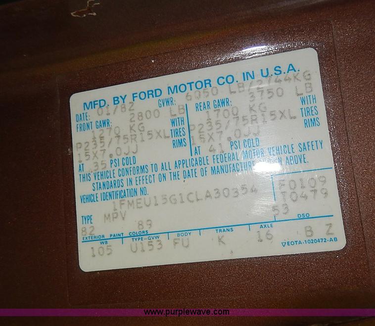 image for item I9356 1982 Ford Bronco XLT SUV