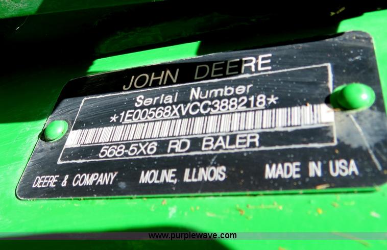 image for item B4872 2012 John Deere 568 round baler