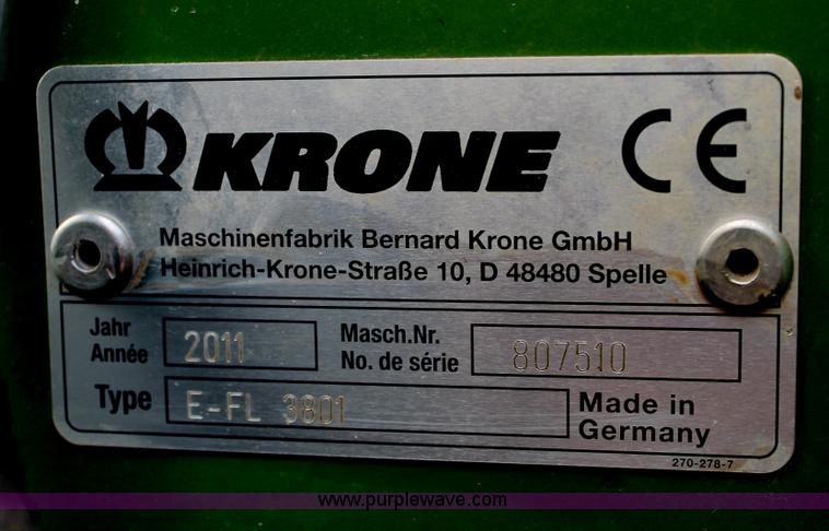 image for item C3763 2011 Krone Easy Flow 3801 forage harvester pickup head
