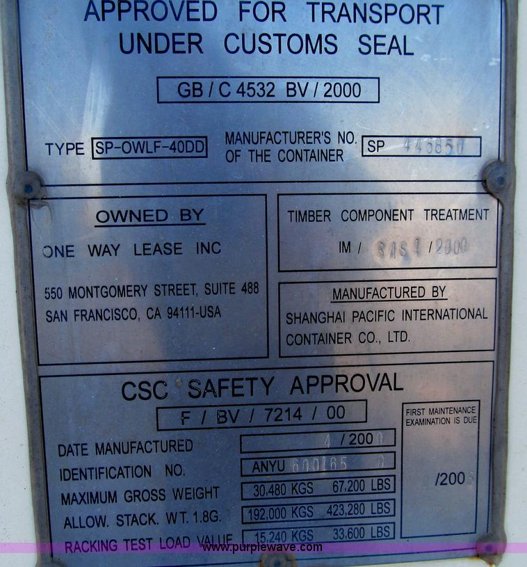 image for item E4665 2000 steel shipping container