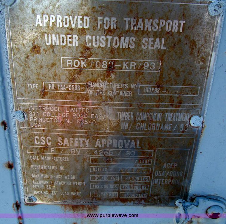 image for item E4666 1993 steel shipping container