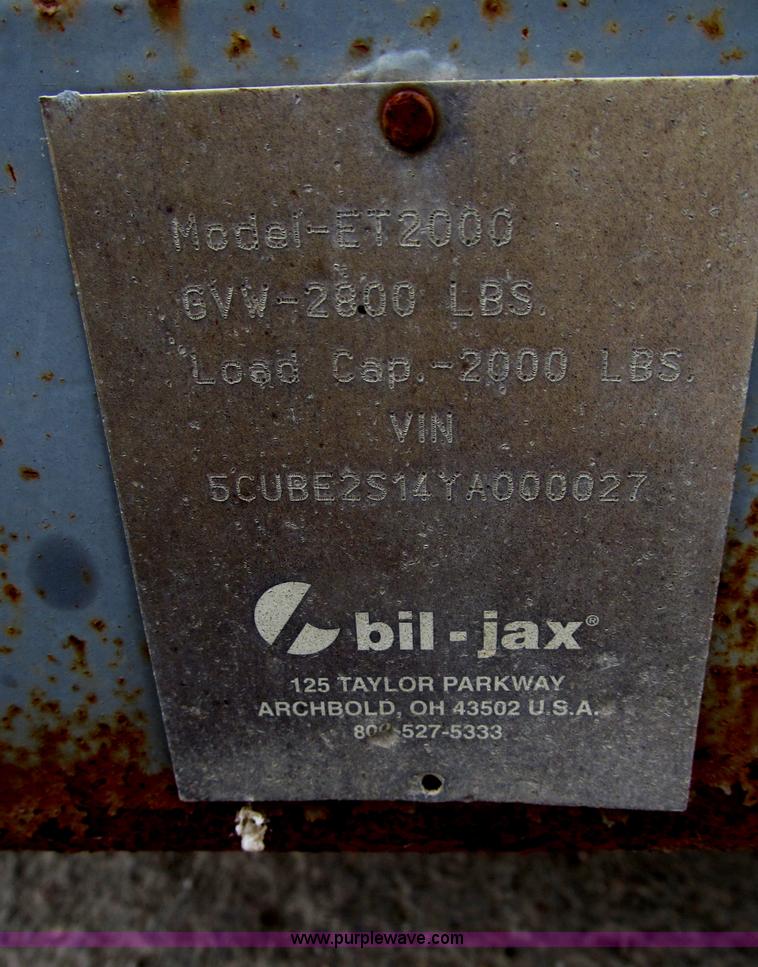 image for item F7286 2000 Biljax ET2000 trailer