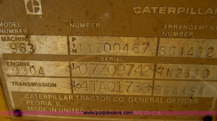 image for item G2291 1984 Caterpillar 963 LGP track loader