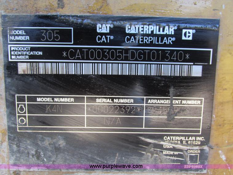 image for item I4197 2005 Caterpillar 305CR mini excavator