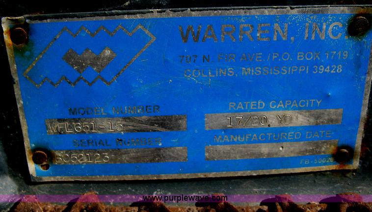 image for item I5622 2003 Warren WFL651-15 dump bed