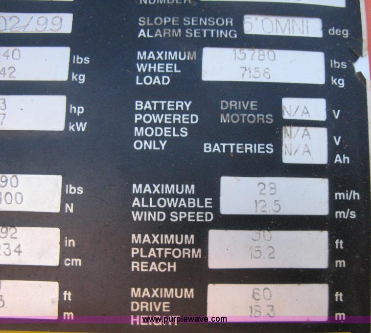 image for item I5645 1999 Snorkel TB60 boom lift
