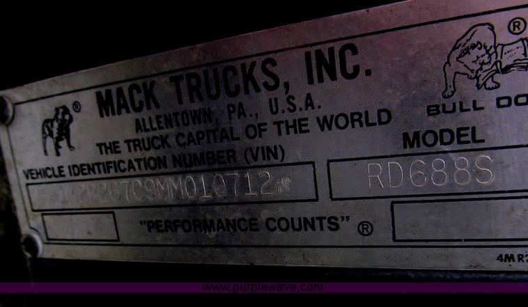 image for item I7240 1991 Mack RD688S triple axle dump truck