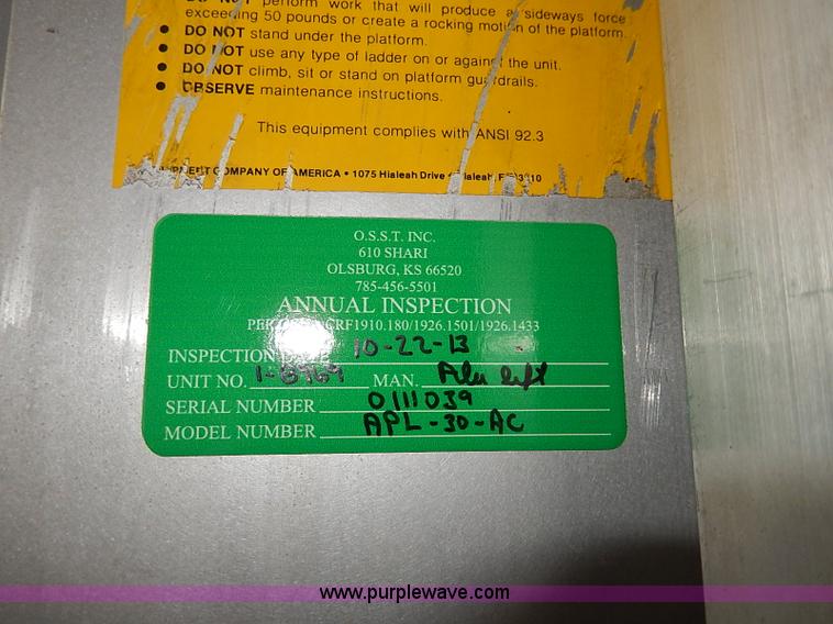 image for item AX9222 Alumaloft APL30AC electric platform lift