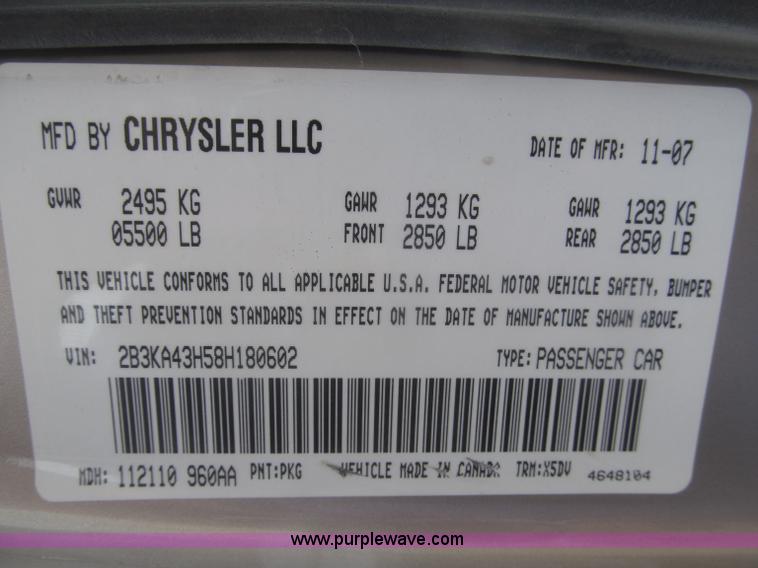image for item F7293 2008 Dodge Charger SE