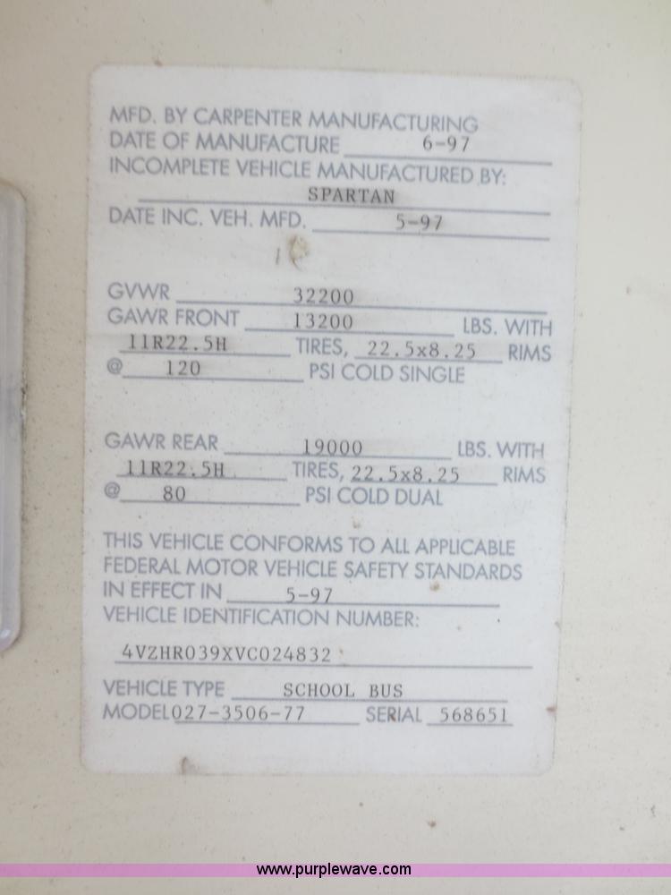 image for item F8201 1997 Spartan Crown 027-3506-77 school bus