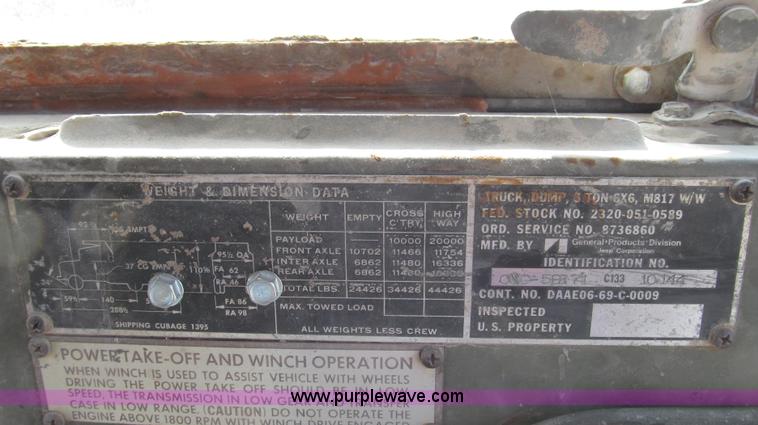 image for item G2307 1968 Jeep M817 dump truck