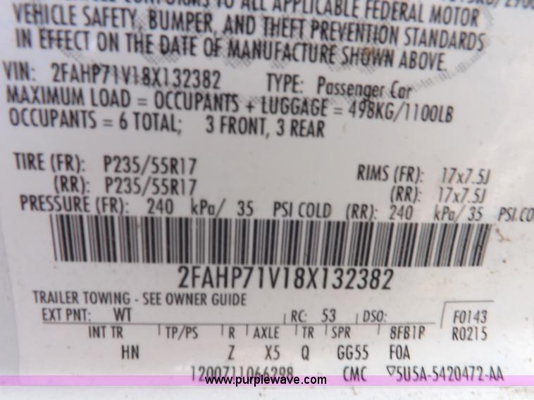 image for item I9078 2008 Ford Crown Victoria Police Interceptor