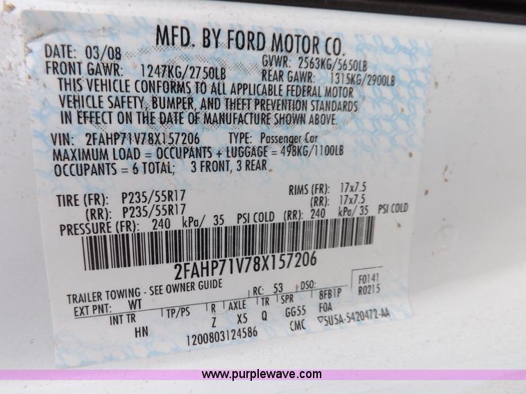 image for item I9079 2008 Ford Crown Victoria Police Interceptor