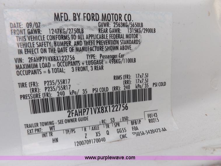 image for item I9080 2008 Ford Crown Victoria Police Interceptor