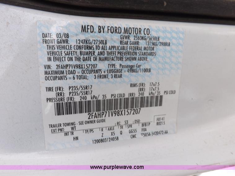 image for item I9081 2008 Ford Crown Victoria Police Interceptor