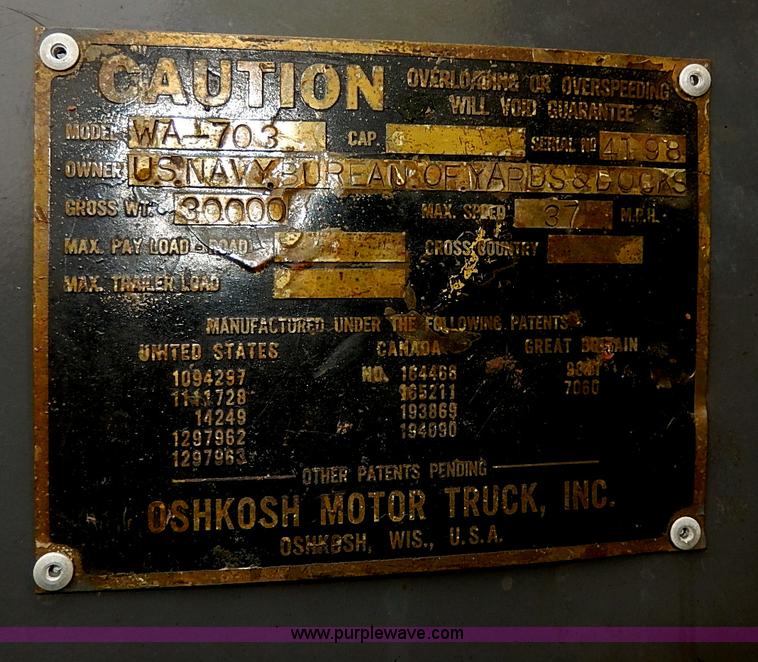 image for item I9339 1952 Oshkosh WA-703 runway snow plow vehicle