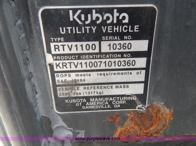 image for item I1127 Kubota RTV1100 utility vehicle