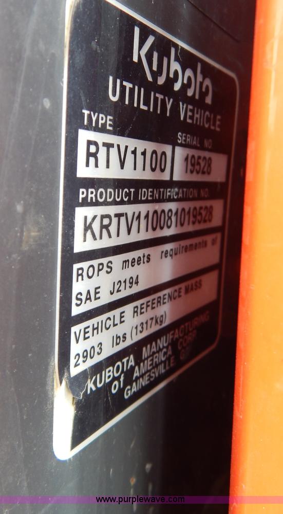 image for item I1128 Kubota RTV1100 utility vehicle