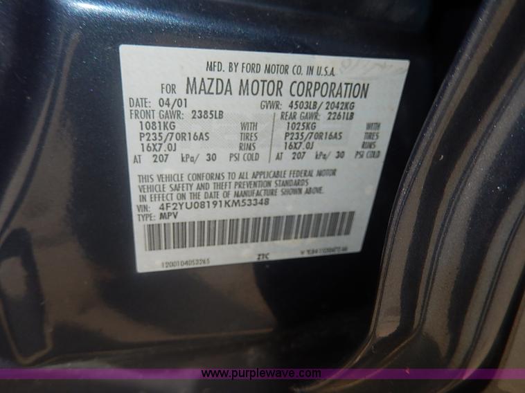 image for item I9310 2001 Mazda Tribute ES