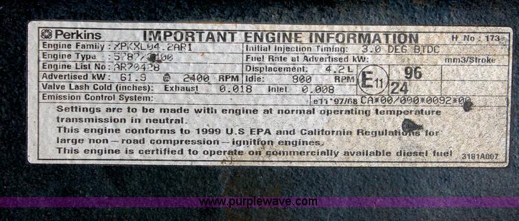 image for item AO9498 1999 Perkins 578773400 4.2L four cylinder diesel engine