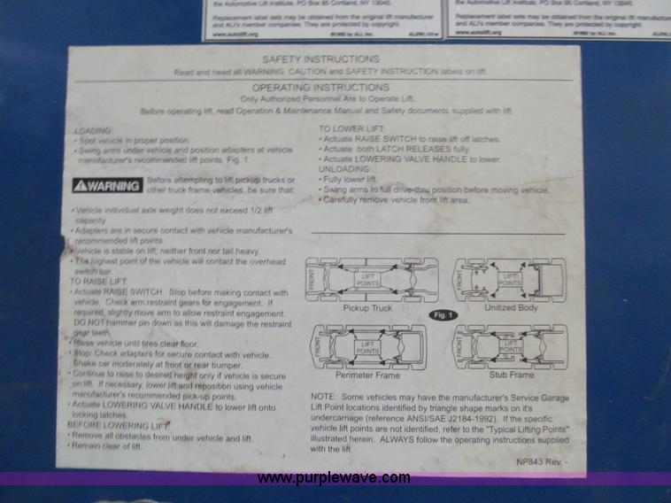 image for item AQ9923 Forward 10,000 lbs two post car lift