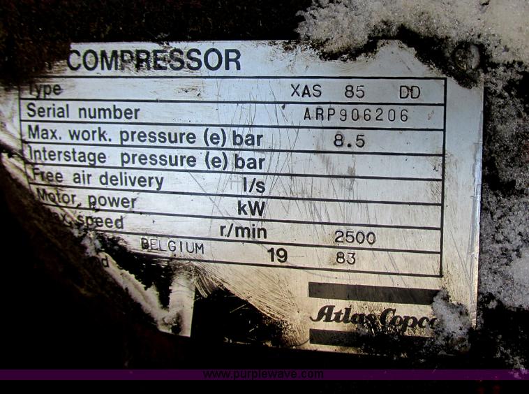 image for item E5294 Atlas Copco XAS85 air compressor