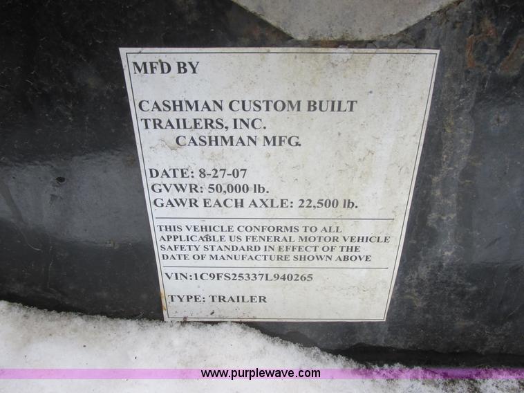 image for item E5323 2007 Cashman C-50 triple axle trailer