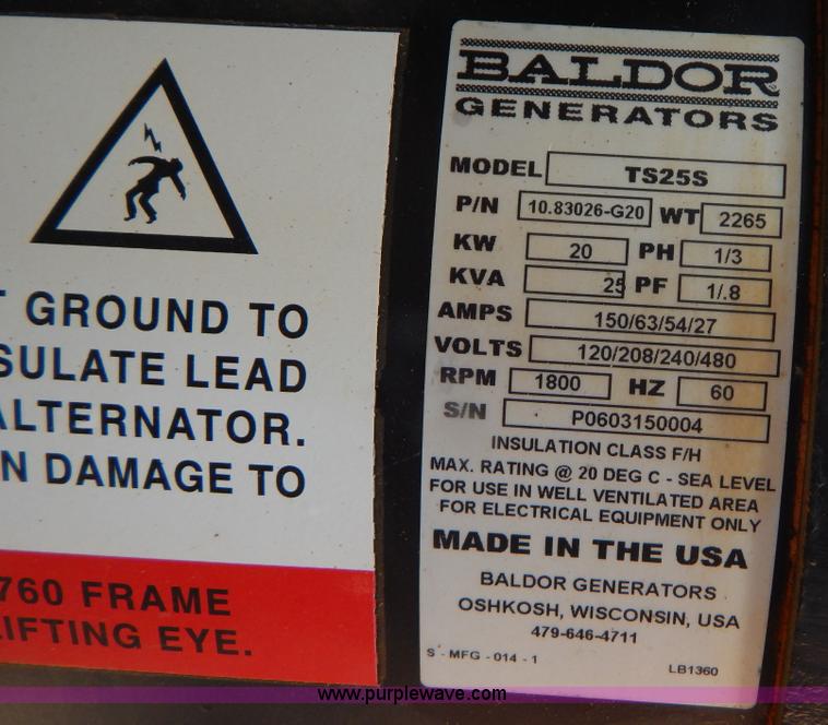 image for item I1108 Baldor TS255 diesel generator