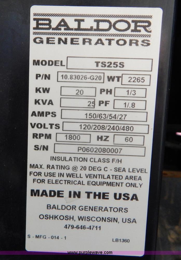 image for item I1109 Baldor TS255 diesel generator