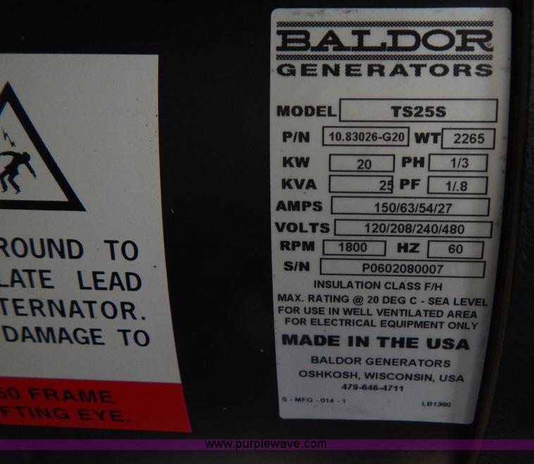 image for item I1109 Baldor TS255 diesel generator